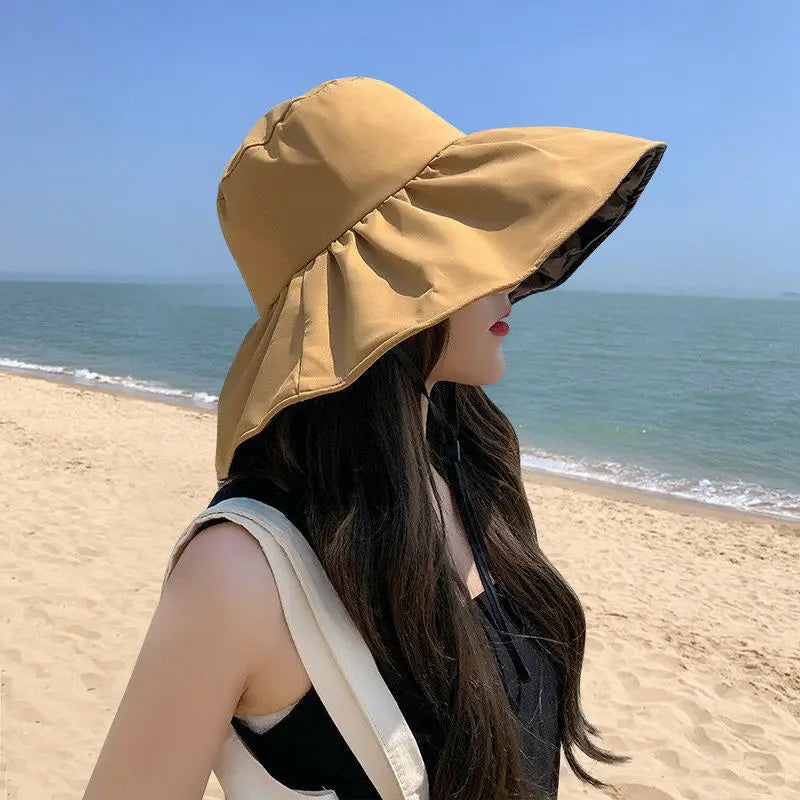 Hat  New Fashion Sunscreen Sun Hat Women Summer Face Cover Veratile UV Protection Fisherman Hat Goes With Luxury Elegant Hat