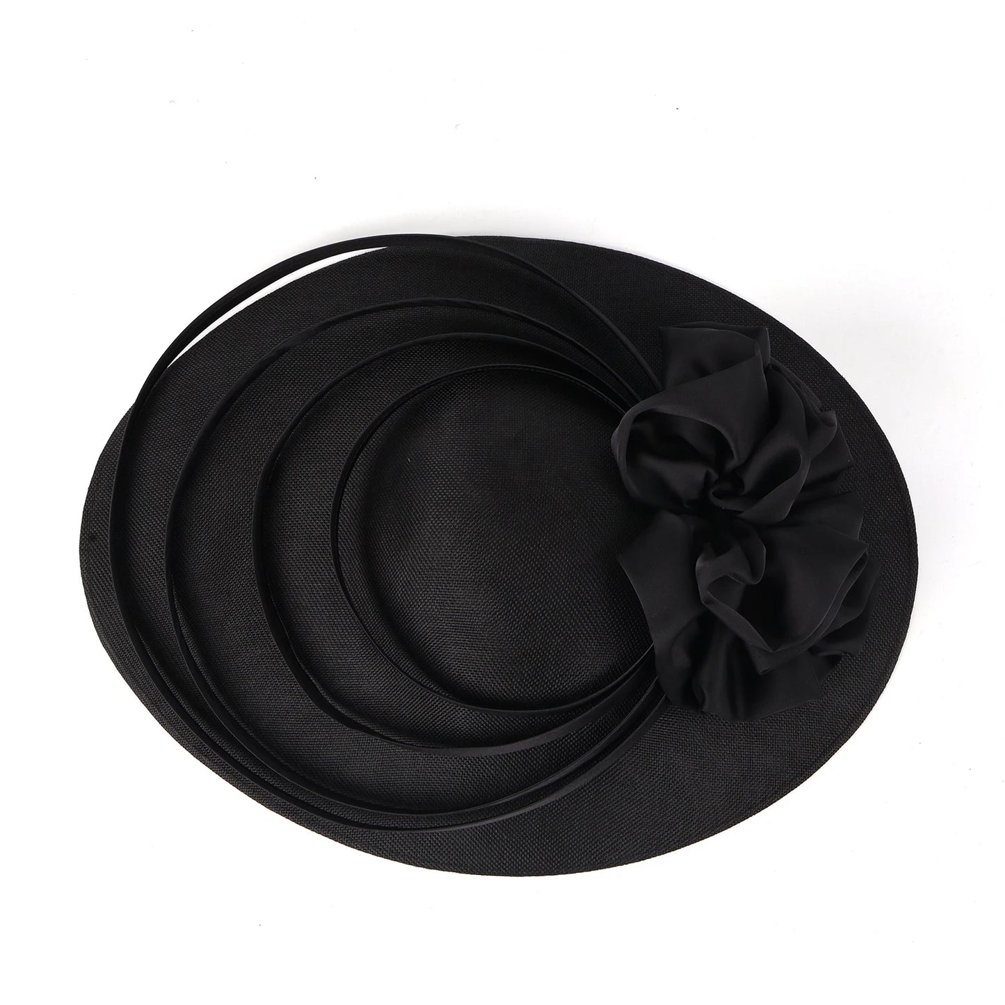 Hat Black Large Flower Fascinator Sinamay Church Hat Kentucky Derby Hat Wedding Luxury Headband Hat Cocktail Tea Party for Women