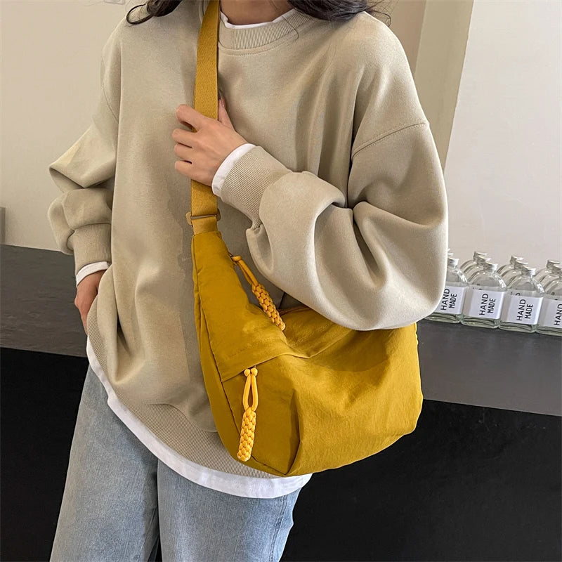 Handbags Women Casual Crossbody Bags Nylon Fabric Multi Pockets Large Capacity Shoulder Hobo Bag 2024 Summer Latest Fashion Messenger Bag