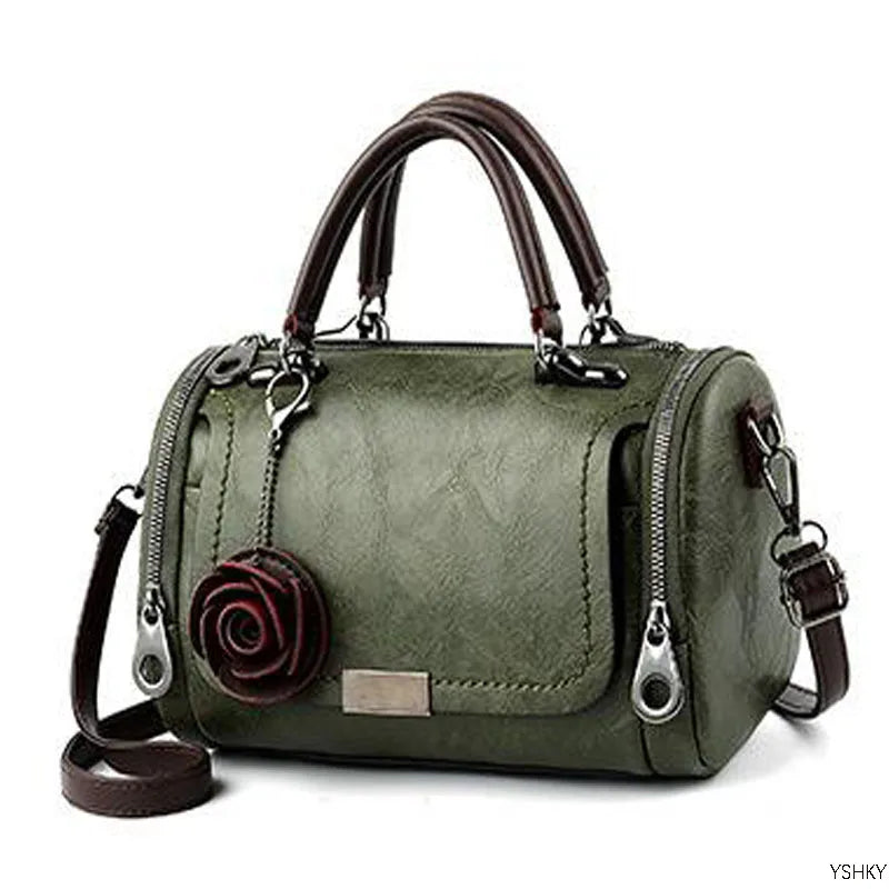 Handbags New flowers Pendant Handbag Women's fashion Boston bags single shoulder bag ladies crossbody bag PU messenger bag women bag