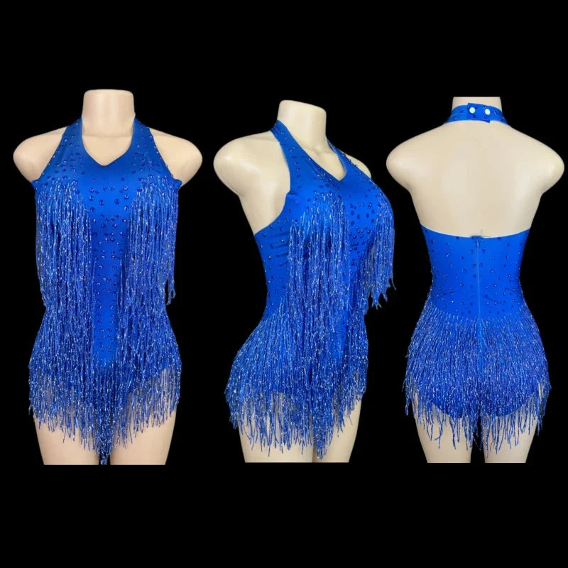 dancers  
New fringe tight fitting clothing for women's party dance costumes, modern stage performance costumes