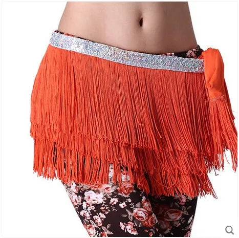 dancers  
Belly dance costumes sexy silver tassel belly dance belt for women belly dance costume hip scarf