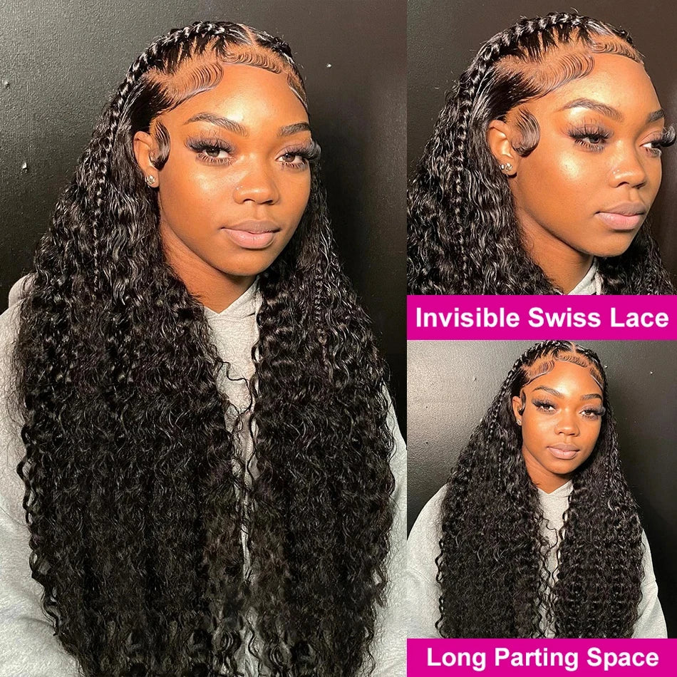 Hair Extensions and Wigs
MELODIE Water Wave Full Frontal Lace Wig 13x6 Transparent Lace Frontal Wig 250 Density Deep Wave Human Hair Wigs For Women