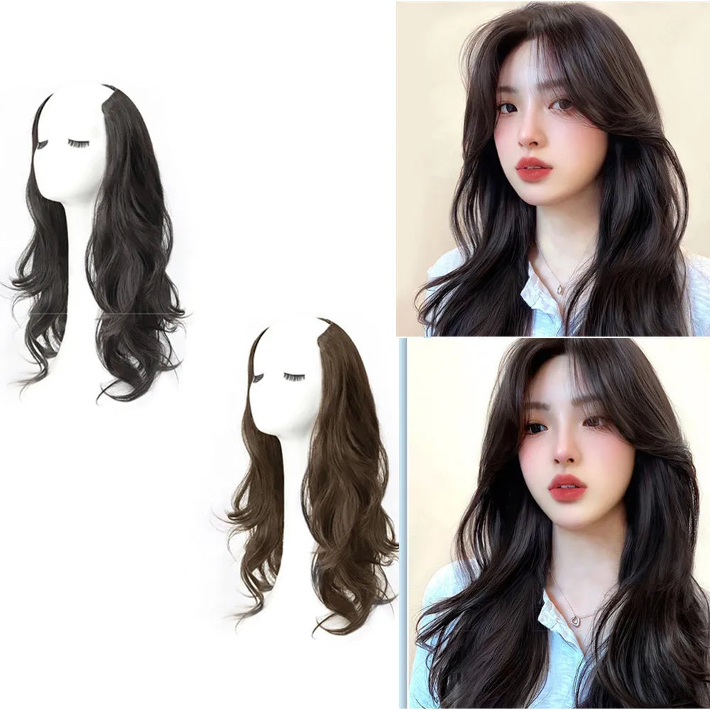 Hair Extensions and Wigs
Women Long Curly Invisible Seamless V-shaped Wig Simulated Increase Volume Fluffy High-level One-piece Hair Extension