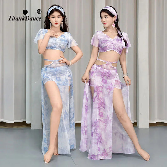 dancers  
Belly Dance Training Suit for Women Printed Bellydance Practice Robe Clothes Shaabi Baladi Folk Dress Female Oriental Clothing