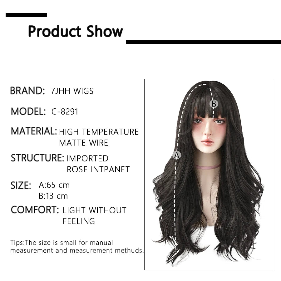 Hair Extensions and Wigs
7JHH WIGS Popular Brown Ash Long Deep Wave Hair Lolita Wigs With Bangs Synthetic Wig For Women Fashion Thick Curls Wigs Girl