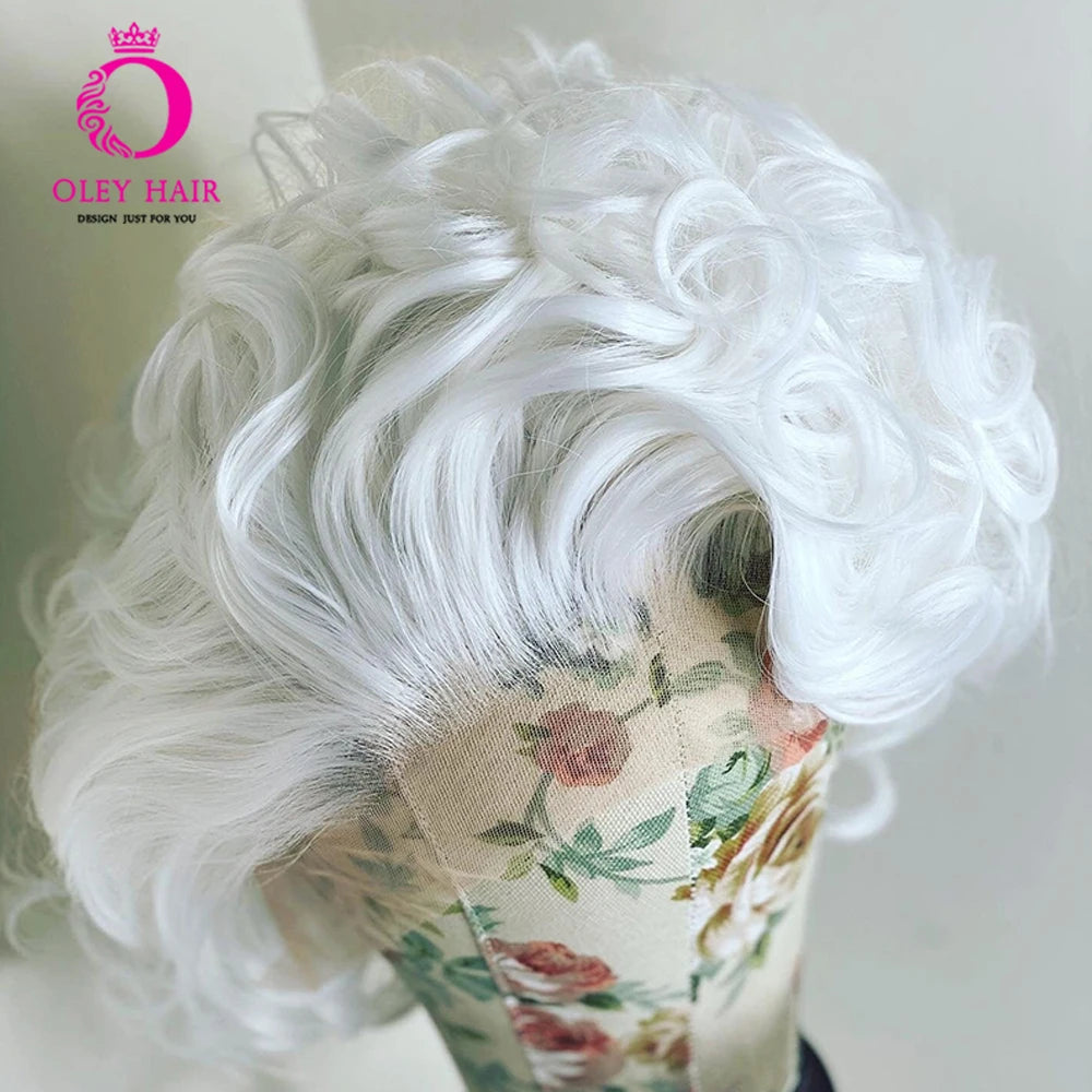 Hair Extensions and Wigs
180 Density White Color Synthetic 13x4 Lace Front Wig Heat Resistant  Glueless Curly  Drag Queen Cosplay Wigs For Black Women