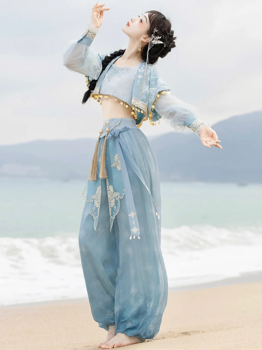 Exotic 
Dunhuang Kweichow Moutai Hanfu Chinese Clothing Exotic Style Elements Pants Dancing Western Performance Wear Shooting Photo