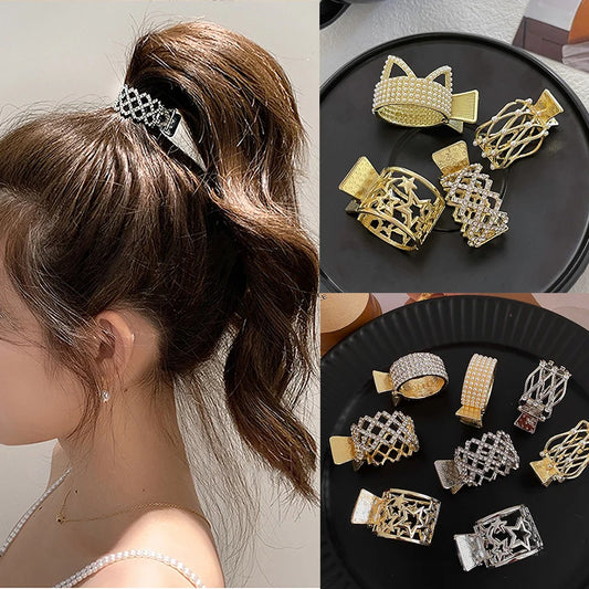 Elegant Look Fashion Zircon Pearl Metal Hair Claw High Ponytail Holder for Women Girls 2023 New Trendy Korea Luxury Hair Clip Accessories