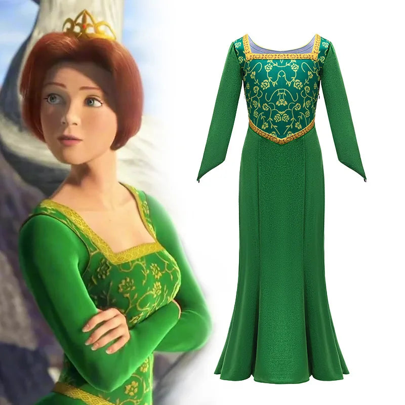 European Clothing
New European and American children's animated movie monster Shrek Fiona princess cosplay women's clothing