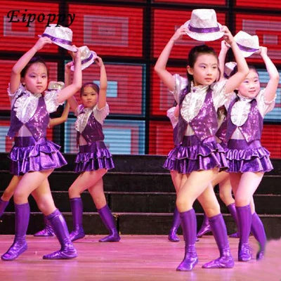 dancers  
New children's jazz dance costumes children's modern dance hip-hop show clothes girls sequins jazz dance suits