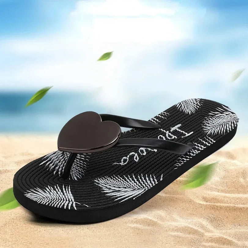 Flat Shoes Women Heart Love Cloud Sandals Summer Flip Flops Beach