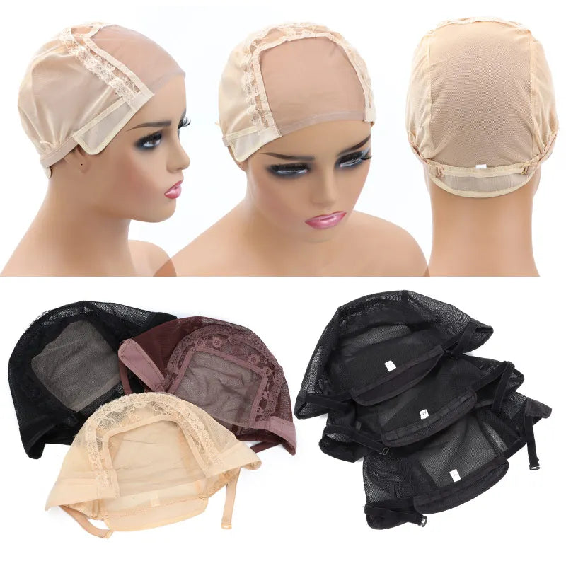 Hair Extensions and Wigs
4x4 U Part Lace Wig Cap For Making Wigs Mesh Silk Base Dome Cap Swiss Lace Weave Cap Hairnet Ventilated Wig Cap S M L Size