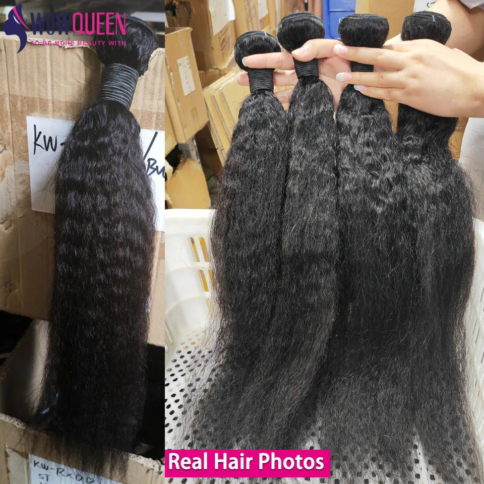 Hair Extensions and Wigs
30 32 Inch Kinky Straight Human Hair Bundles Yaki Straight Brazilian Raw Hair Bundles 100% Remy Human Hair Extensions 1/3/4pcs