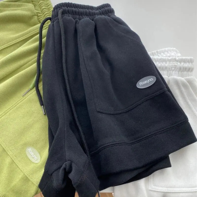 Shorts High-waisted Slim Casual Sports Shorts WOMEN'S New Korean Version of Loose Wide-legged Drawstring A- string Pants