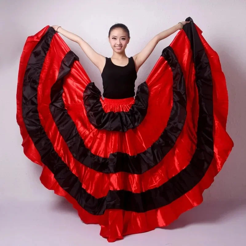 dancers  
Gypsy Woman Spanish Flamenco Skirt Polyester Satin Smooth Big Swing Carnival Party Ballroom Belly Dance Costumes Dress