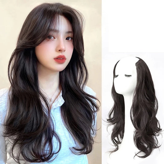 Hair Extensions and Wigs
Women Long Curly Invisible Seamless V-shaped Wig Simulated Increase Volume Fluffy High-level One-piece Hair Extension