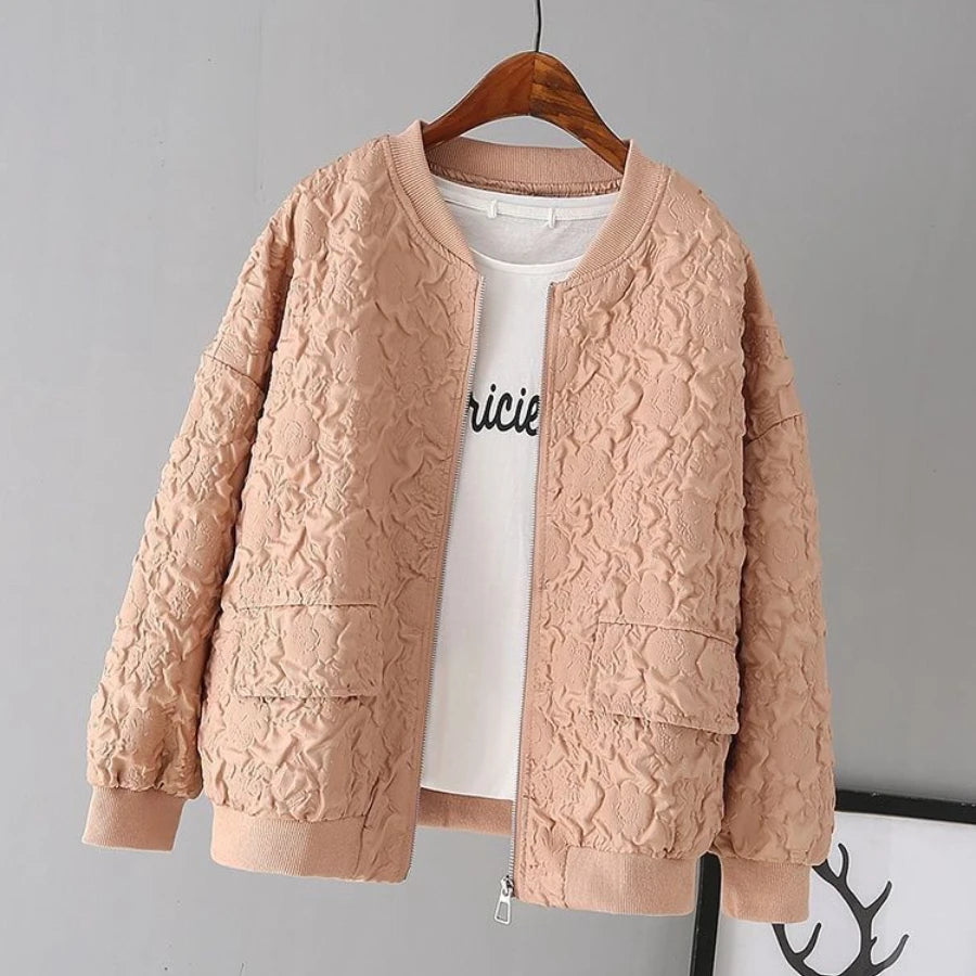 Plus Size Baseball Jacket Women's Short Thin Coat Korean Loose Fit Casual Top Solid Print Outer Wear Zipper Female Clothing Plus Size