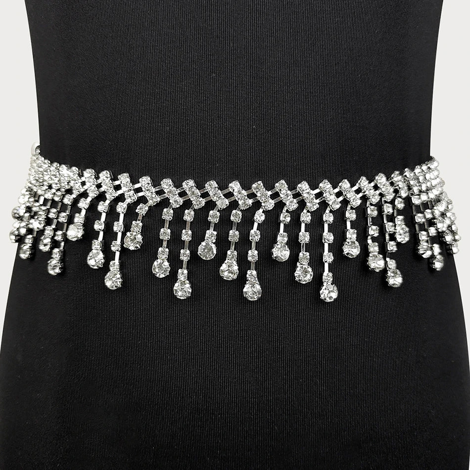 dancers  
Belly Dance Waist Chain Tassel Little Raindrop Diamond Chain Rhinestone Dance Practice Fashion Daily Skirt Chain