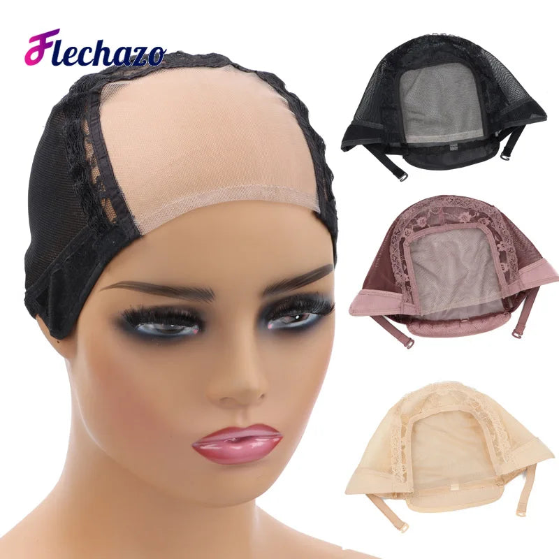 Hair Extensions and Wigs
4x4 U Part Lace Wig Cap For Making Wigs Mesh Silk Base Dome Cap Swiss Lace Weave Cap Hairnet Ventilated Wig Cap S M L Size