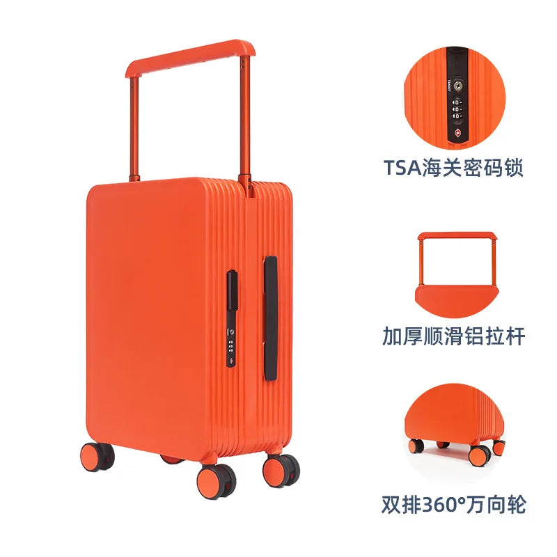 Travel Bag Wide Tie Rod Suitcase. Men's And Women's Fashion Good-Looking Suitcase, 20-inch Universal Wheel Business Middle Size Luggage.