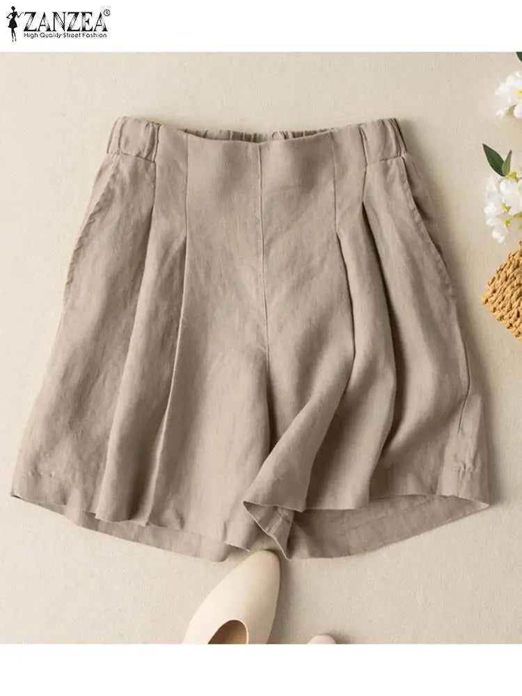 Shorts Women Summer Shorts  Fashion Elastic High Waist Solid Color