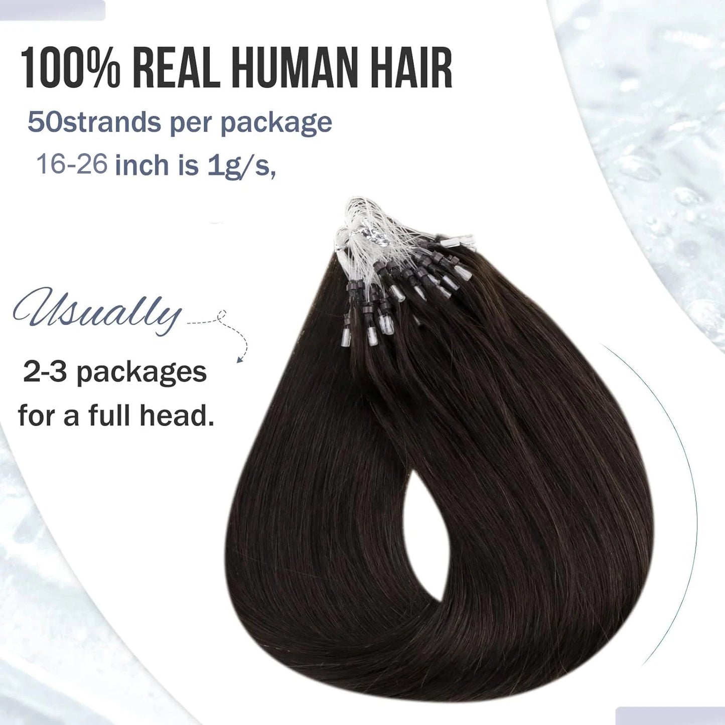 Hair Extensions and Wigs
Micro Loop Human Hair Extensions Fish Line Extension Human Hair Darkest Brown Micro Link Hair Extensions Natural Black For Women