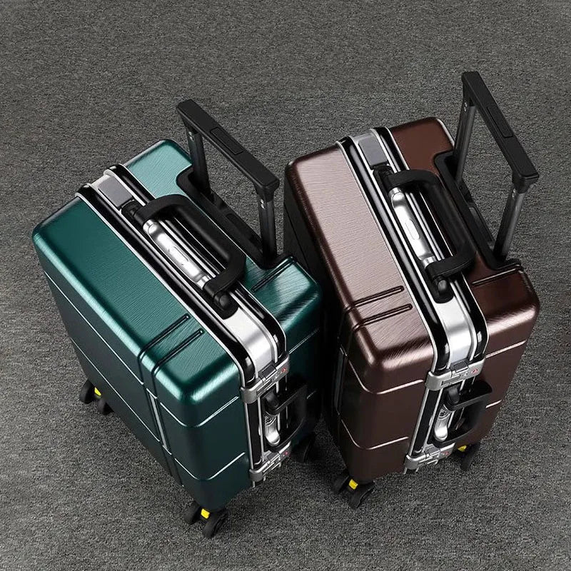 Travel Bag 20 Inch Suitcase Aluminum Frame Trolley Case Password Lock Luggage Carrier Large Capacity Boarding Suitcases on Wheels