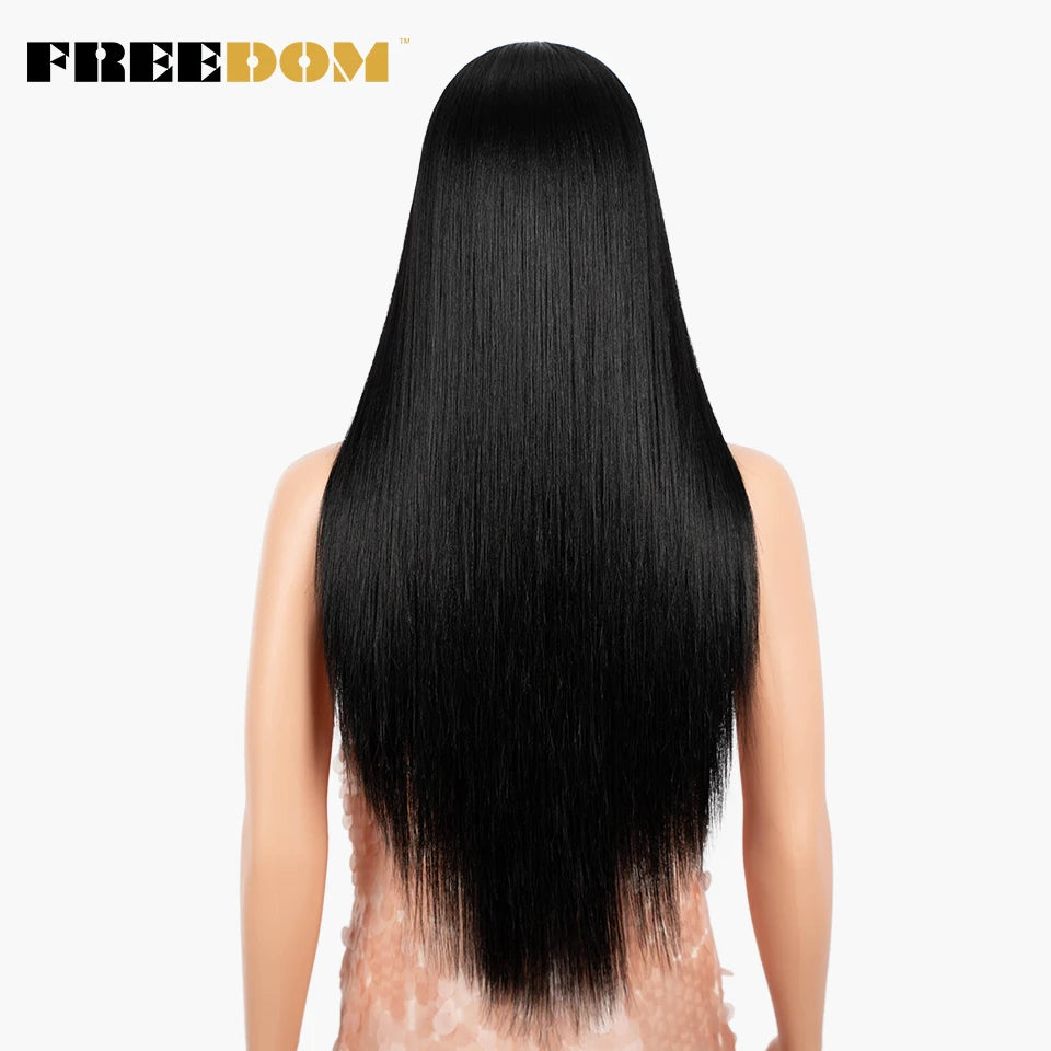 Hair Extensions and Wigs
FREEDOM Synthetic Lace Front Wig 28 Inch Long Straight Hair Wigs Soft Red Blonde Lace Front Wigs For Black Women Cosplay Wigs