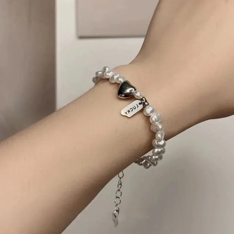 Bracelets Luxury Woman New 925 Sterling Silver Bracelet Pearls Knots Bracelet for Women Fashion Heart Pearls Bracelet  Luxury Jewelry Accessories Gift