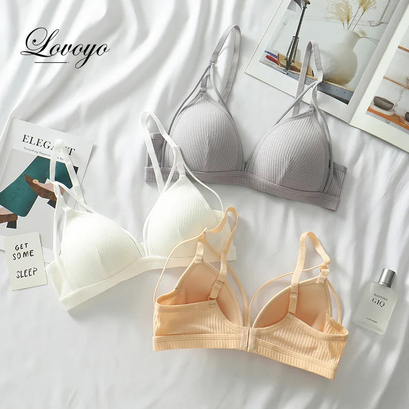 bras
Sexy Women Bra Wire Free Brassiere Push Up Lingerie French Triangle Cup Bra Underwear Thread Top Female Intimates Bralette