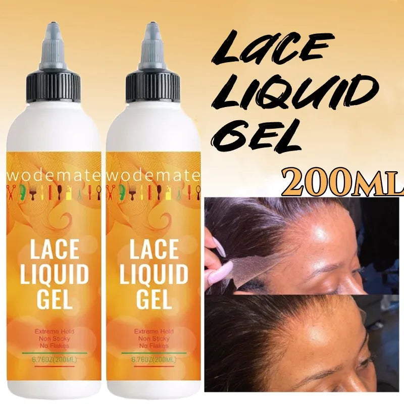 Hair Extensions and Wigs
200ml Lace Liquid Gel Extreme Hold Frontal Wig Glueless Lace Gel Temporary Hold Clear Adhesive Invisible Glue For Edge Styling