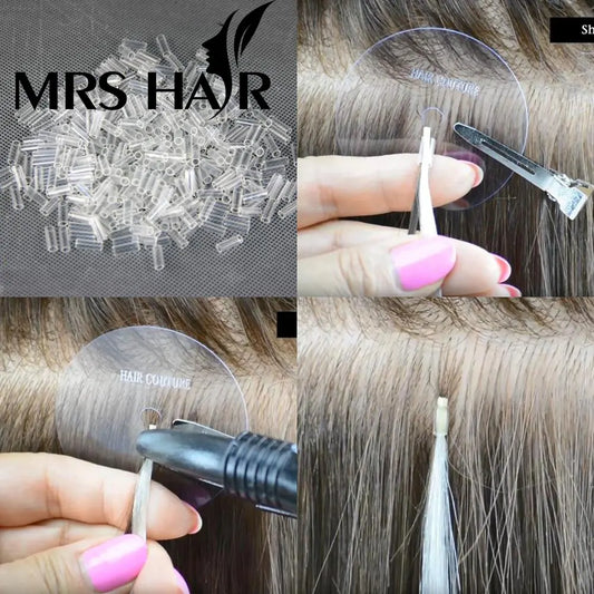 Hair Extensions and Wigs
500pcs Hair Extensions Heat Shrink Tubes itip human hair extension tools Without adhesive 2.5*10mm Fusion Hair Accessories tools