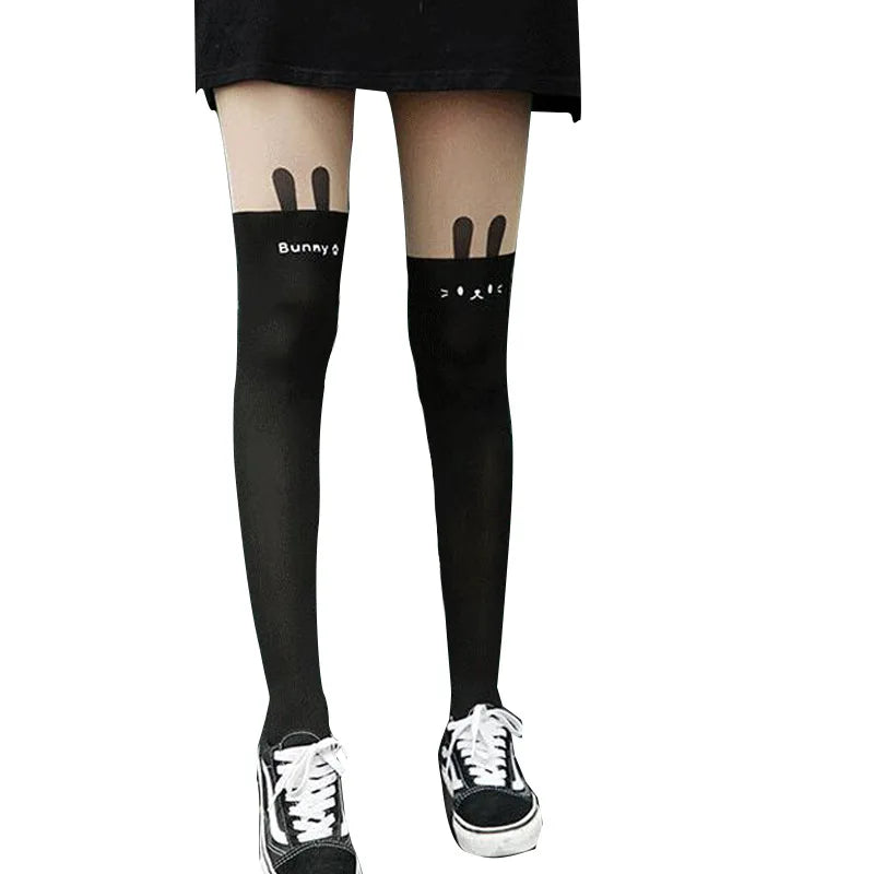 Tights 
Cartoon Cat Thigh Stockings School Girl Stockings Cute Over Knee Socks Pantyhose Japanese Lolita Retro White Hot Classic Tights