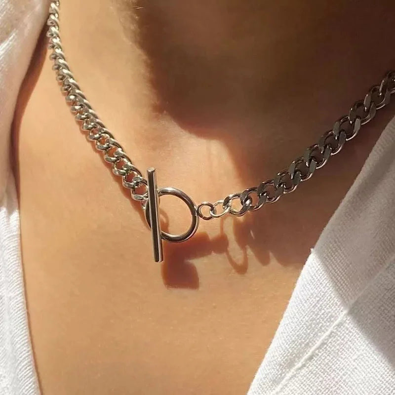 Necklaces Women Fashion New Chunky Chain Necklace Women Simple Toggle Clasp Stainless Steel Chain Necklace For Women Jewelry Gift