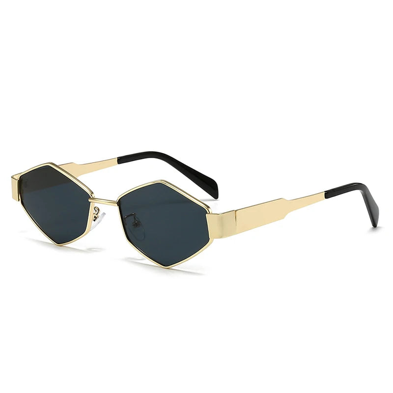 Women's Sunglasses Polygonal Luxury Sunglasses Women Brand Fashion Rhombus Sun Glasses Woman 2024 Retro Vintage Metal Diamond Shades Eyewear