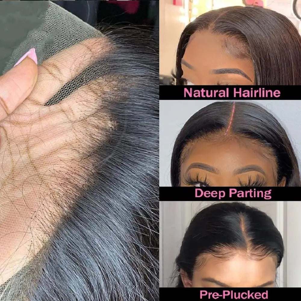 Hair Extensions and Wigs
Bundles with Frontal Natural Straight Brazilian Virgin Human Hair 3 Bundles with 13x4 HD Lace Frontal 100% Remy Human Hair Weave