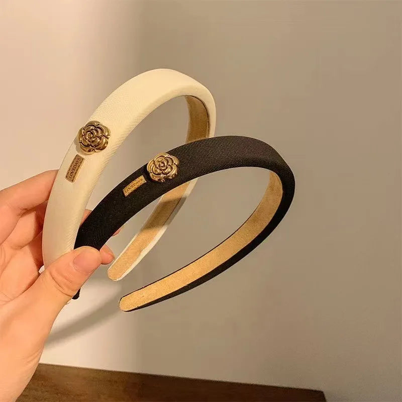 Elegant Look New Camellia Headband Stylish Luxury Hair Band High Cranial Top Headband Women's Headwear Hair Accessories