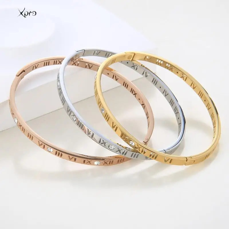 Bracelets Luxury Woman Xpro Roman Numerals Bracelet For Women Stainless Steel Jewelry Accessories Luxury Bracelet Women Fashion