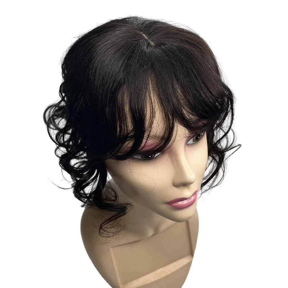 Hair Extensions and Wigs
Natural Body Wavy Clip in Human Hair Topper for Women #1B Soft Hairpiece Extension for Mild Woman Increase Hair Volume Remy