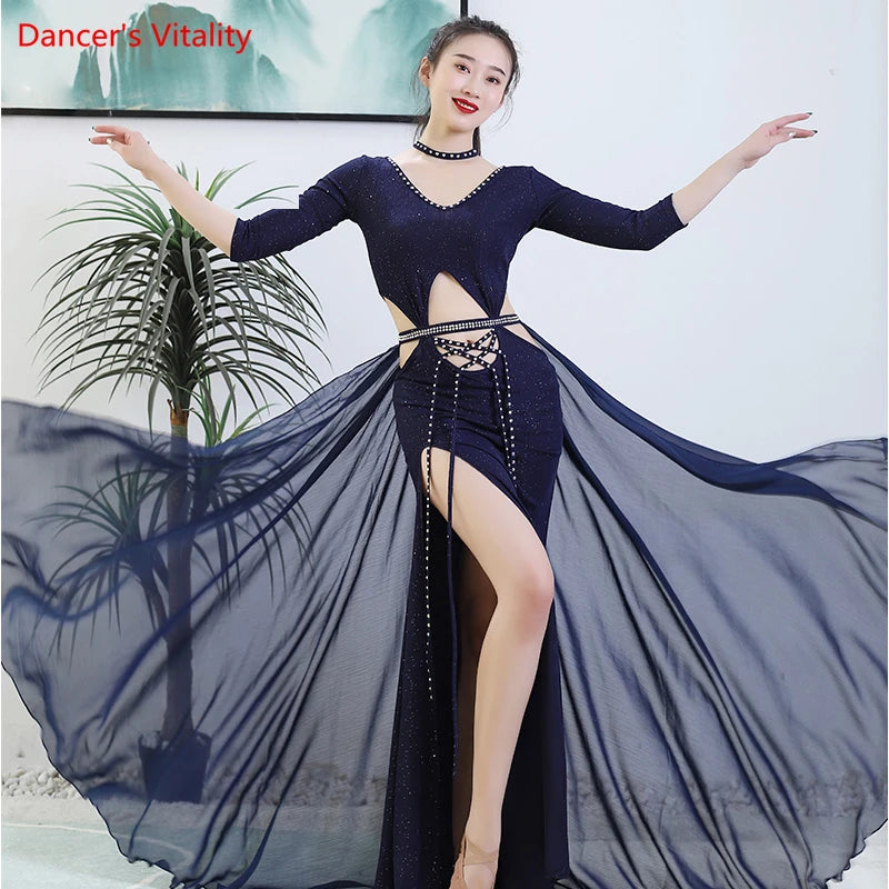 dancers  
Belly Dance Performance Dresses for Women Bellydancing Competition Clothes Set Female Oriental Dance Practice Clothing Dress M,L