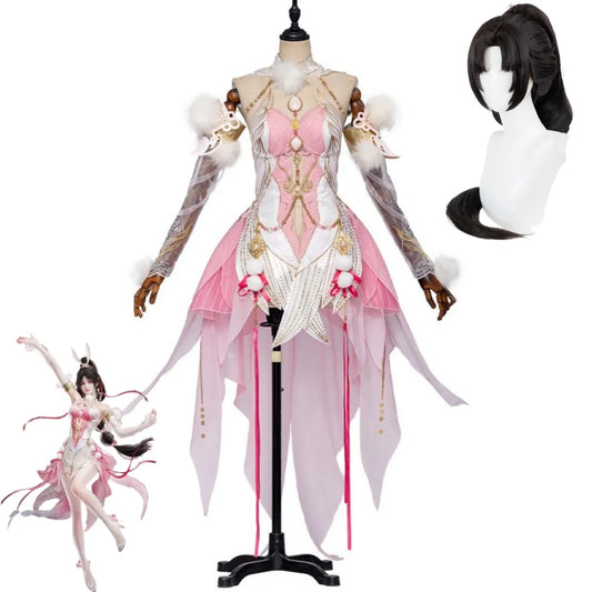 Exotic 
Game Naraka: Bladepoint Kurumi Hu Tao Cosplay Costume Chinese Style Pink Hanfu Dress Wig Woman Sexy Traditional Festival Suit