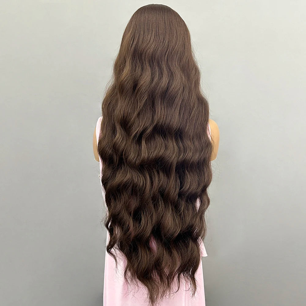 Hair Extensions and Wigs
32 Inch Synthetic Wigs Long Curly Brown Wavy Wigs Machine- Made For Women Girl Romantic Elegant Mid-split Party Daily Dating Use