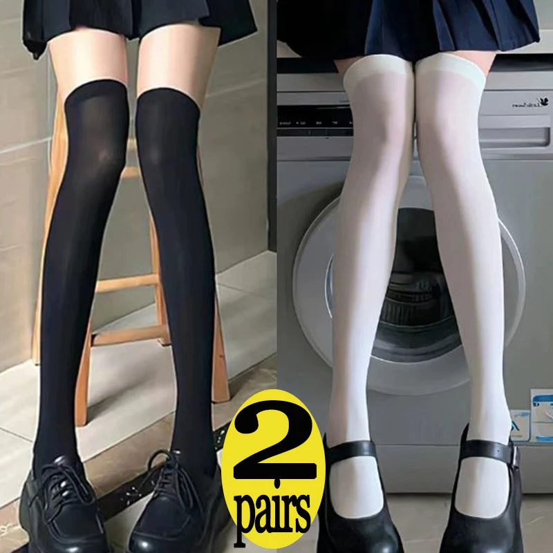 Stockings 
1/2pairs Sweet Over Knee Long Socks Women Girs Sexy Nylon Calf Socks Thigh High Stockings Legging JK Lolita Cosplay Tights