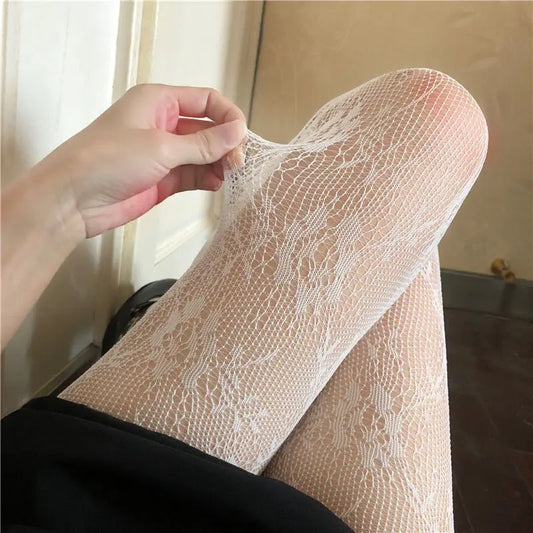 Tights 
Hollow Out Mesh Lace Fishnet Stockings Pantyhose Lolita Japanese Style Women Tights Fish Nylon Floral Print Sexy Women Pantyhose