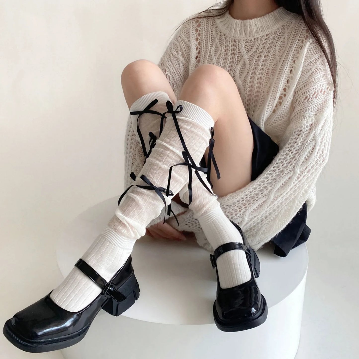 Stockings 
Lolita Girls  Stockings JK Sweet Women Girls Kawaii Knee High Long Socks Ballet Style Bandage Bowknot Thigh High Socks Stockings