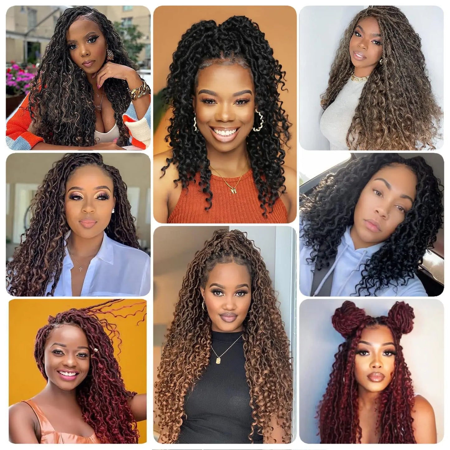 Hair Extensions and Wigs
Karida Faux Locs Crochet Hair 14 inch Pre Looped Goddess Locs Crochet Hair With Curly Ends Crochet Hair Extensions For Women