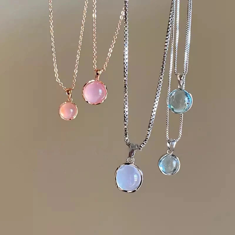 Necklaces Women Elegant Simple Round Opal Necklace For Women Girls Fashion Sweet Clavicle Chain Advanced Sense Necklace Jewelry Birthday Gifts