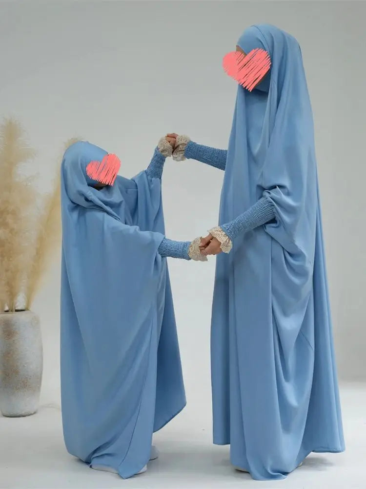 Ramadan Niqab Khimar Prayer Clothes For Women Kids Muslim Abaya Dubai Turkey Islam Dress Kebaya Kaftan Robe Femme Musulmane