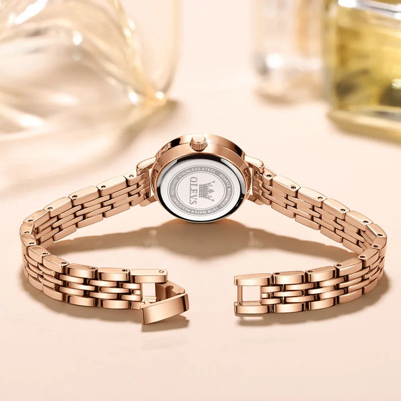 Women Watch OLEVS 5508 Fashion Casual Quartz Watch for Women Elegant Simple Ladies' Diamond Small Dial Clock Dress Wristwatches Reloj Mujer